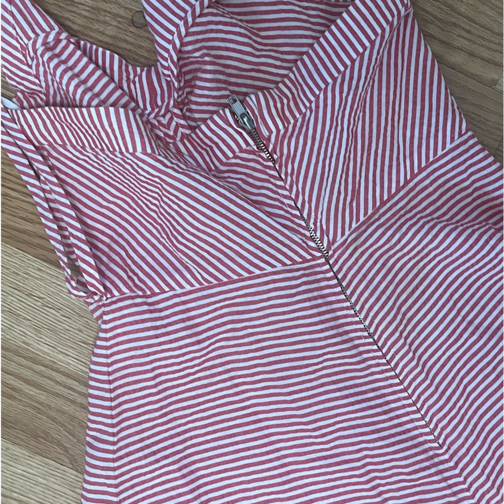 Marc Jacobs - Red & White Striped Seersucker Halter A-Line Dress - Picture 6 of 9